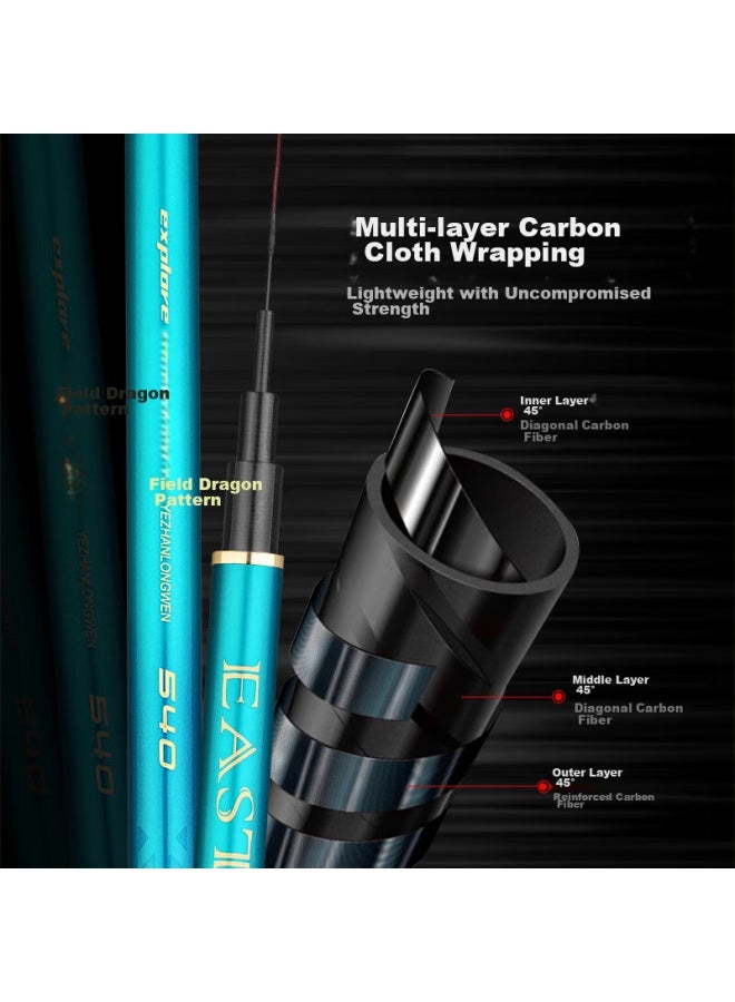 Clear Water Qingshui Wild Battle Dragon Pattern Fishing Rod, Handheld Rod, 28 Sections, Carbon Fiber, Ultra-hard, Ultra-large, Leisure All-purpose Rod, Carp And Crucian Carp Rod, 6.3 Meters - Image 2