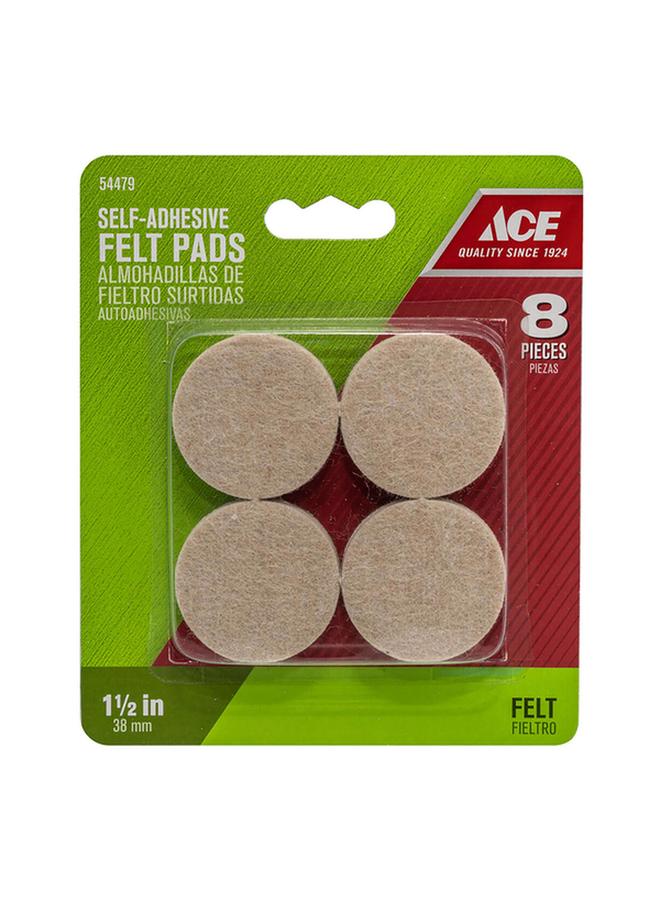 ACE 8-Piece Self-Adhesive Round Protective Felt Pads Brown 1.5inch 9863/ACE