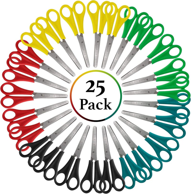 Trailmaker 25 Pack Bulk Kids Scissors 5 Inch Blunt Tip Small Safety Classroom Scissors for School and Craft Projects (25 Pack) - Image 1