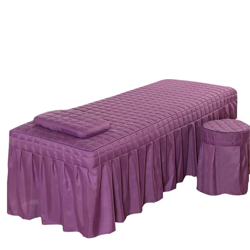 Massage Table Skirt Thick Quilting Bed Skirt Beauty Salon Massage Plaid Cover Sheet SPA Full with Hole, 1pc(Dark blue,190x80 bedskirt only) - Image 5
