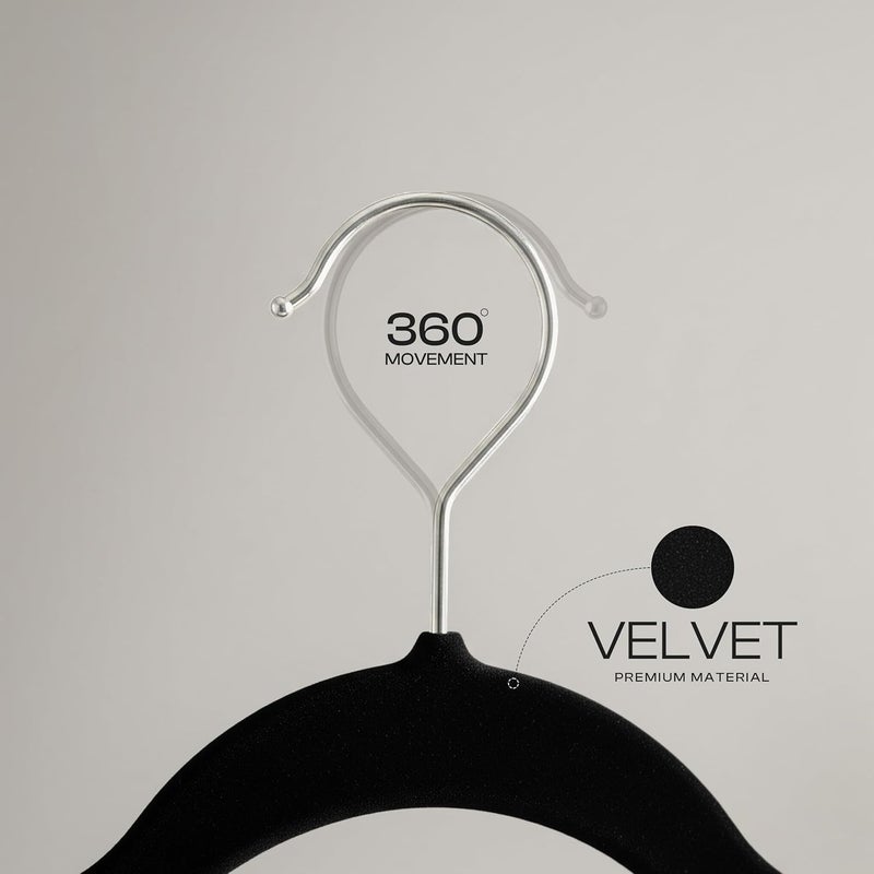 Utopia Home Premium Velvet Hangers 50 Pack - Non-Slip & Durable Clothes Hangers - Black Hangers with 360 Degree Rotatable Hook - Heavy Duty Coat Hangers - Image 4