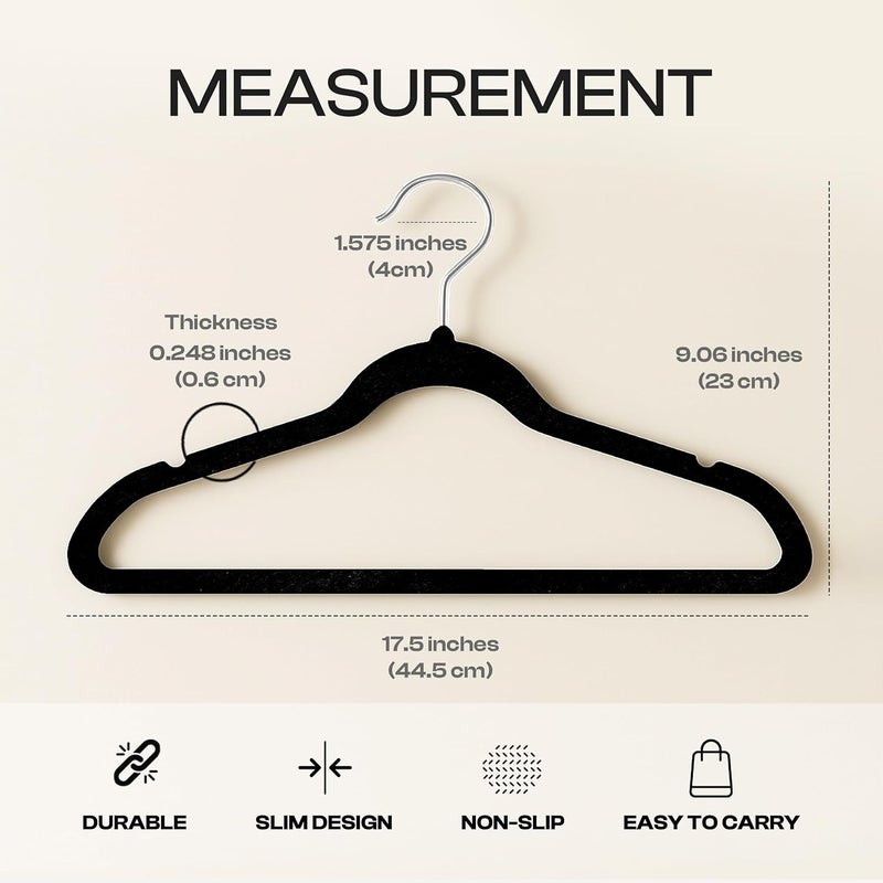 Utopia Home Premium Velvet Hangers 50 Pack - Non-Slip & Durable Clothes Hangers - Black Hangers with 360 Degree Rotatable Hook - Heavy Duty Coat Hangers - Image 2