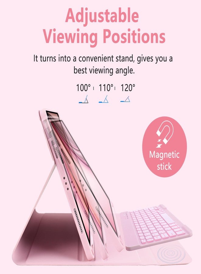 MMK for iPad Air 11 inch Case with Keyboard (M3 2025 / M2 2024) & iPad Pro 11 Inch case (1st Gen 2018), with 7 Colors Backlit Bluetooth Keyboard Cover with Pencil Holder for iPad Air 4th/5th Gen-Pink - Image 4