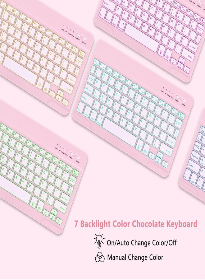 MMK for iPad Air 11 inch Case with Keyboard (M3 2025 / M2 2024) & iPad Pro 11 Inch case (1st Gen 2018), with 7 Colors Backlit Bluetooth Keyboard Cover with Pencil Holder for iPad Air 4th/5th Gen-Pink - Image 3