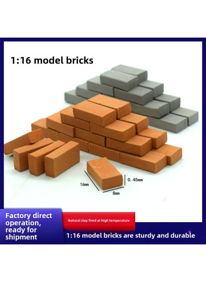1 To 16 Model Brick Mini Simulation Small Red Brick Handmade DIY Micro Landscape Sand Table Building Building House Toy-Color:1:12 Red Brick Side 1 Hole (1 Piece)  - Image 2