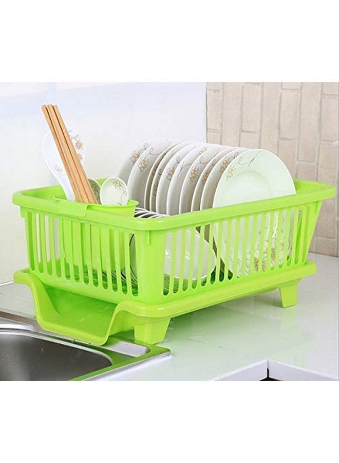 BIRDWING Green 3 In 1 Large Durable Plastic Kitchen Sink Dish Rack Drainer Drying Rack Washing Basket With Tray For Kitchen, Dish Rack Organizers, Utensils Tools Cutlery, Green - Image 2