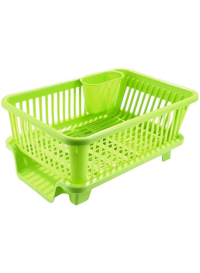 BIRDWING Green 3 In 1 Large Durable Plastic Kitchen Sink Dish Rack Drainer Drying Rack Washing Basket With Tray For Kitchen, Dish Rack Organizers, Utensils Tools Cutlery, Green - Image 1