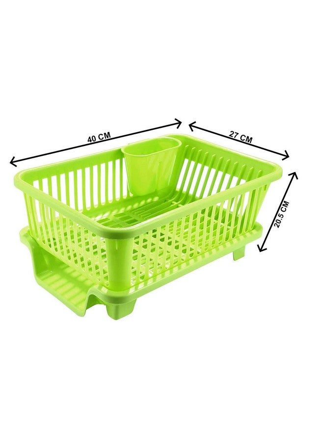 BIRDWING Green 3 In 1 Large Durable Plastic Kitchen Sink Dish Rack Drainer Drying Rack Washing Basket With Tray For Kitchen, Dish Rack Organizers, Utensils Tools Cutlery, Green - Image 3