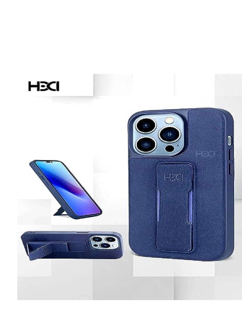 iPhone 13 Pro Max Mobile Cover Leather With Stand-Navy blue