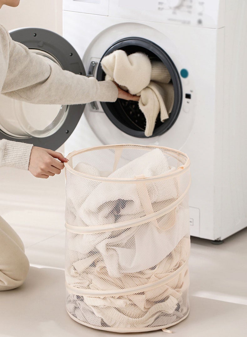 Mesh Popup Laundry Basket with Handles for Space-saving Storage for Dirty Clothes and Household Items - Image 1