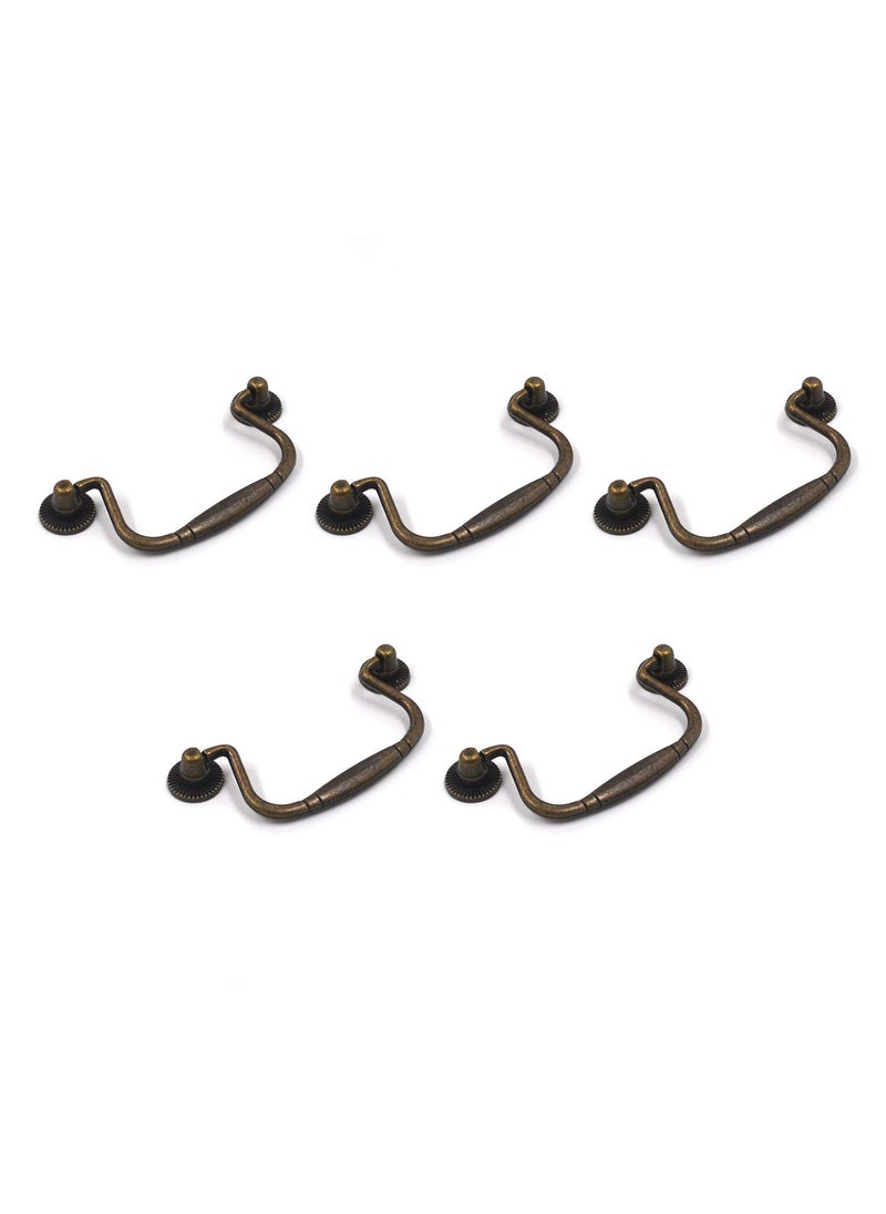 FarBoat FarBoat 5Pcs 4inch Bail Pulls Pull Handles Antique Decorative Knob Zinc Alloy for Furniture Kitchen Wardrobe Drawer Dresser Cupboard Bronze with Screws  - Image 1