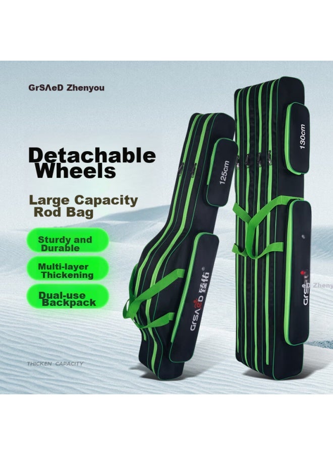 Grsaed Fishing Tackle Bag, Three-layer 130cm Thickened Large Capacity Rod Bag, Multifunctional Storage Fishing Bag, Wear-resistant Waterproof Platform Fishing Rod Bag, Hand Rod Bag, Angling Supplies, Black - Image 1