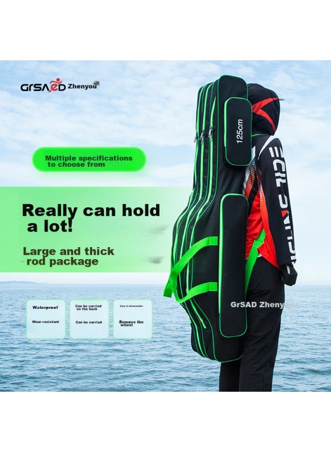 Grsaed Fishing Tackle Bag, Three-layer 130cm Thickened Large Capacity Rod Bag, Multifunctional Storage Fishing Bag, Wear-resistant Waterproof Platform Fishing Rod Bag, Hand Rod Bag, Angling Supplies, Black - Image 2