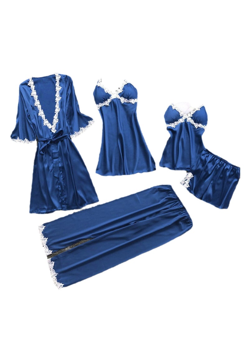 5 Pcs Pajamas Mid Sleeves Lounge Clothes Robe Pajamas Set  - Image 1