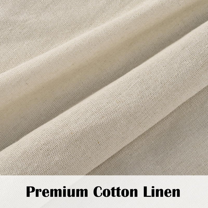 FRAMICS Farmhouse Valance Curtains, Boho Cotton Linen Kitchen Valance, Rustic Button Window Valances for Kitchen Bathroom Bedroom, Country Rod Pocket Valances for Windows, Linen Color, 52 x 18 Inch - Image 5