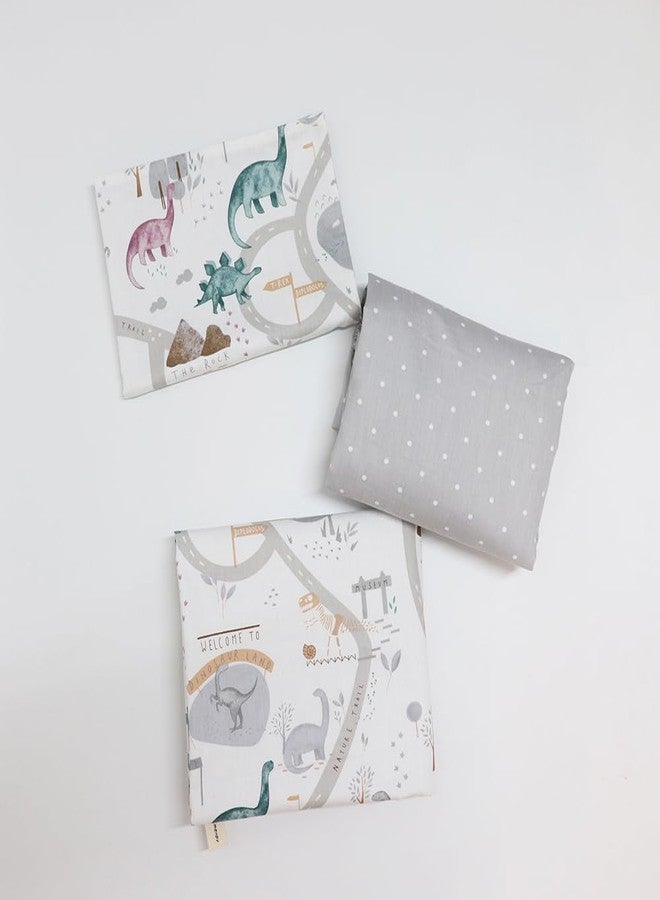 Emenpy 100% Cotton Crib Bedding Set for Baby Boys Girls,3 Pcs Baby Bed Linen Include Duvet Cover,Fitted Sheet,Pillowcase,Nursery Decoration,No Filler (Grey) - Image 2