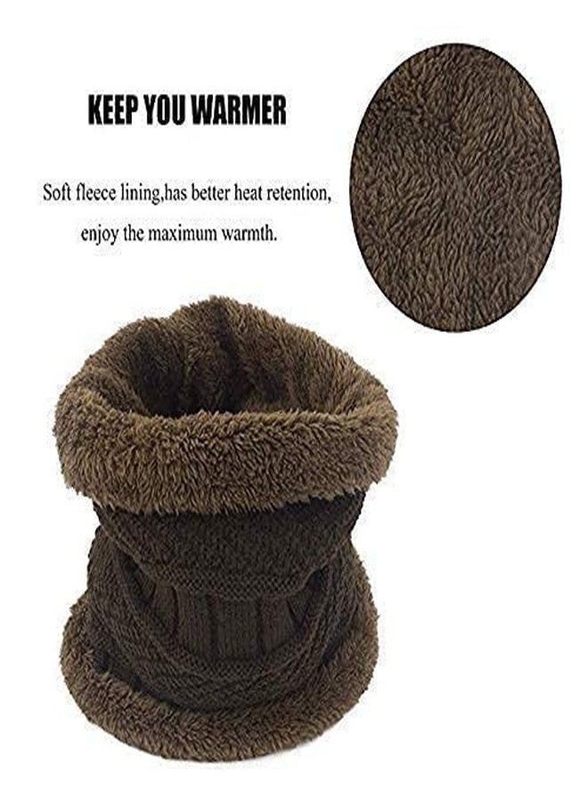 NAITH Men's Woolen Cap with Neck Muffler/Neckwarmer Set of 2 Free Size for Men Women for Snow Winters and Cold Places (Free Size, Brown) - Image 5