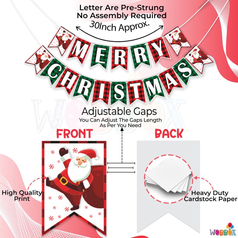 Wobbox Merry Christmas Banner, Happy Christmas Banner, Christmas Decorations Items For Home-FP1020 - Image 3