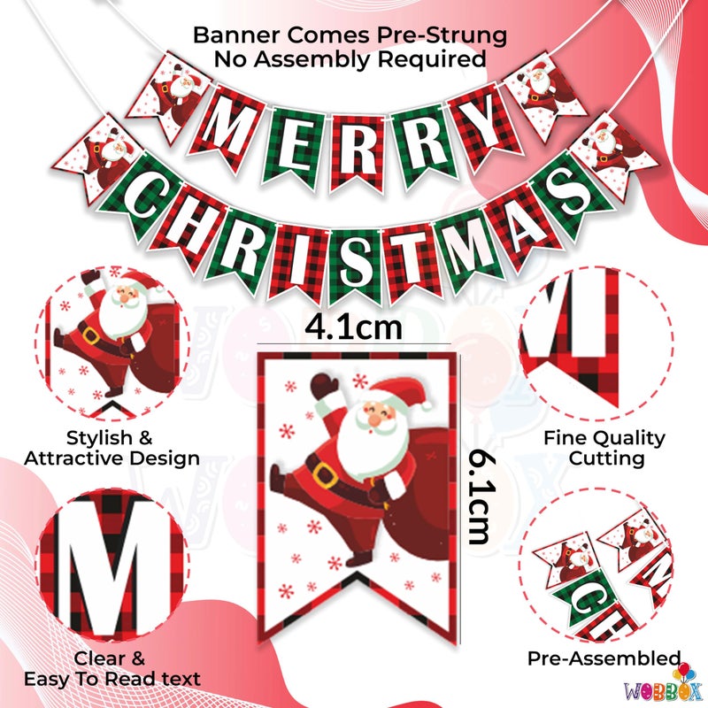 Wobbox Merry Christmas Banner, Happy Christmas Banner, Christmas Decorations Items For Home-FP1020 - Image 2