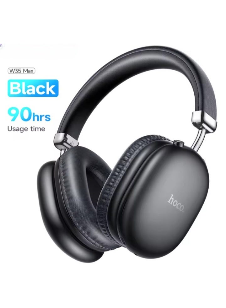 هوكو سماعات رأس W35 Max لاسلكية بتقنية البلوتوث 5.3 مع مشغل 40 مم وسماعات أذن رياضية فوق الأذن وبطارية 800 مللي أمبير في الساعة مع ميكروفون وسماعات أذن هاي فاي - Image 1