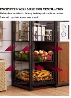 AGD Storage unit, multi-shelf kitchen, with side hooks and closed storage space, multi-functional storage rack for microwave oven.  - Image 2