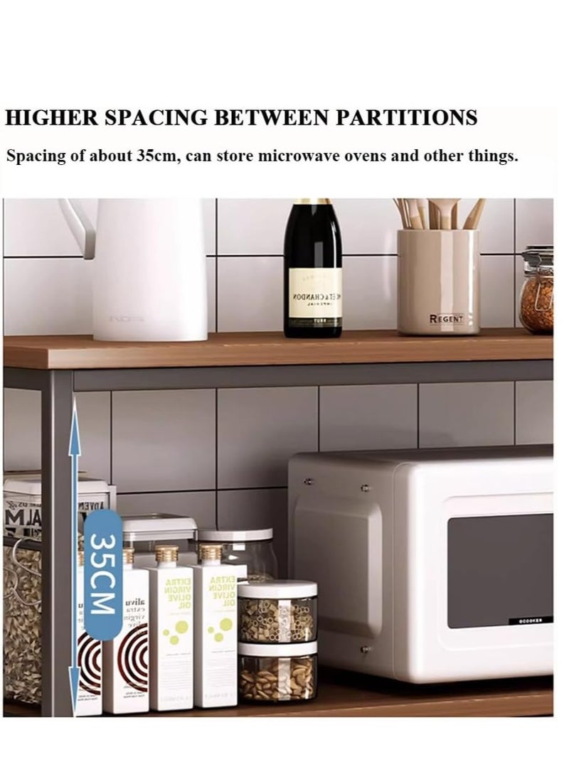 AGD - Storage unit, multi-shelf kitchen, with side hooks and closed storage space, multi-functional storage rack for microwave oven. - Image 1