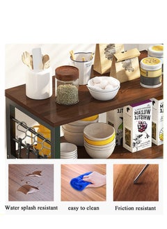 AGD Storage unit, multi-shelf kitchen, with side hooks and closed storage space, multi-functional storage rack for microwave oven.  - Image 5