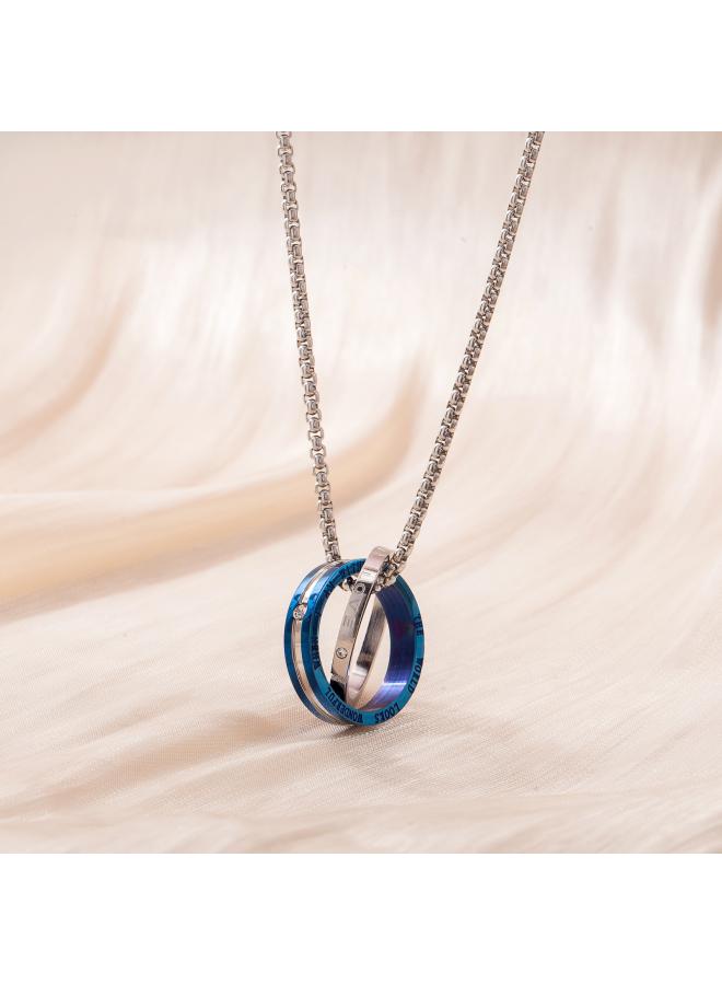 New Fashion Personalized Sweater Chain Titanium Steel Pendant Ring Interlocking 8k Plated Stainless Steel Double Ring Necklace