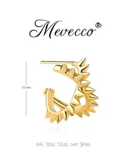 Mevecco Women Hoop Earrings Gold Open C Shape 14K Gold Filled Small Simple Handmade Hypoallergenic Everyday Illusion Jewelry  - Image 3