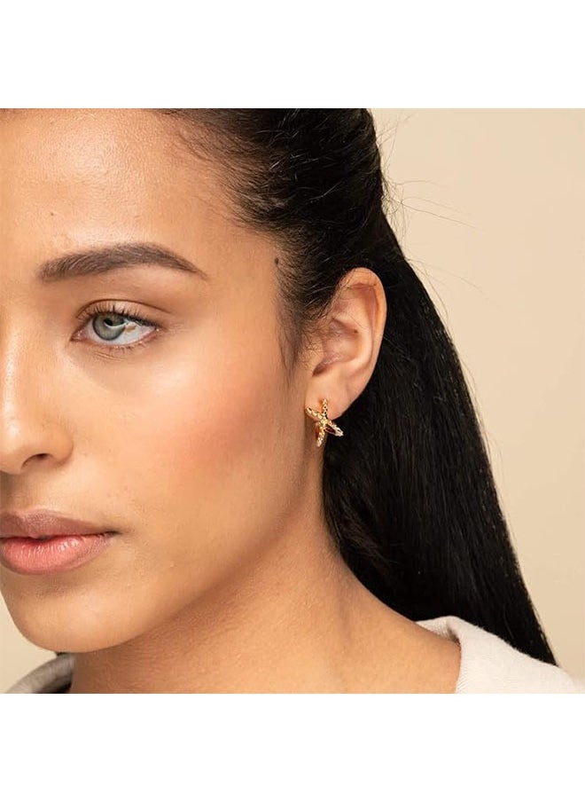 Mevecco - Women Hoop Earrings Gold Open C Shape 14K Gold Filled Small Simple Handmade Hypoallergenic Everyday Illusion Jewelry - Image 1