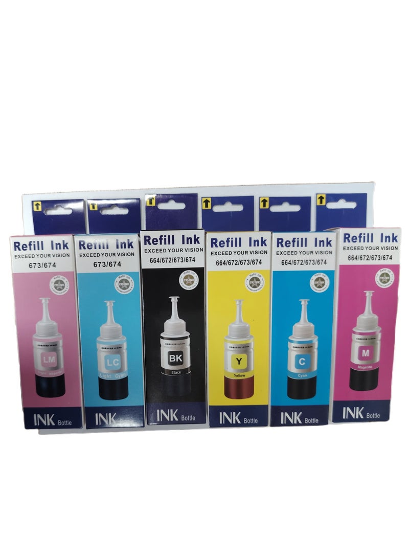 Epson Ink 673 (Set-6pcs) Compatible for Epson EcoTank Printer L800 L805 L810 L850 L1800 Printers (Black, Cyan, Magenta, Yellow, Light Magenta Light Cyan ) - Image 2