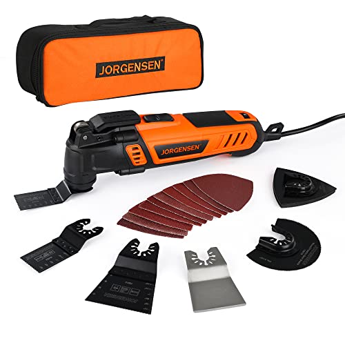 JORGENSEN Oscillating Tool 5°Oscillation Angle, 4 Amp Oscillating Multi Tools Saw, 7 Variable Speed with 16-piece Electric Multitool Blades & Carrying Bag - 70800 - Image 1
