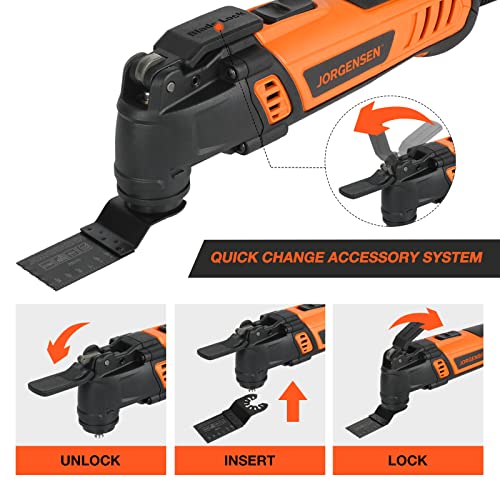 JORGENSEN Oscillating Tool 5°Oscillation Angle, 4 Amp Oscillating Multi Tools Saw, 7 Variable Speed with 16-piece Electric Multitool Blades & Carrying Bag - 70800 - Image 4