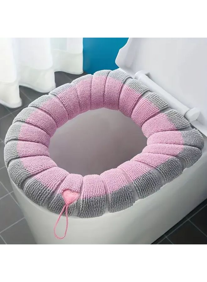 Winter Thickened Toilet Seat Cover Gray Beige Plush Cushion With Star Cutouts Washable Non Slip Bathroom Seat Protector For Cold Weather - Image 5