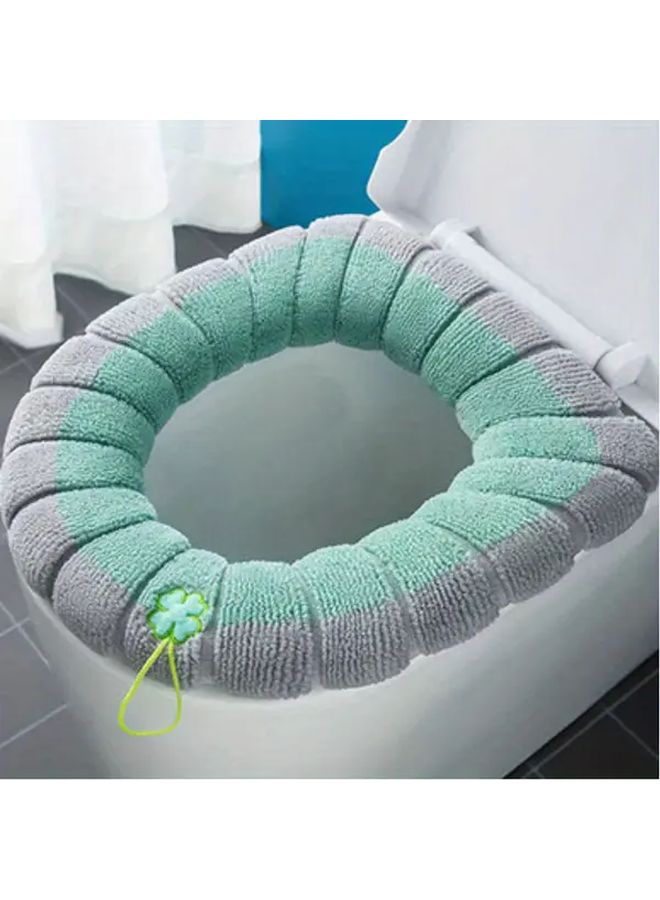 Winter Thickened Toilet Seat Cover Gray Beige Plush Cushion With Star Cutouts Washable Non Slip Bathroom Seat Protector For Cold Weather - Image 1