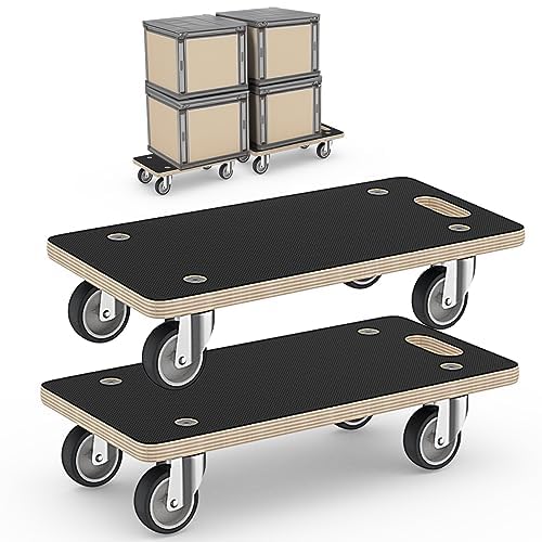 DrTakepeak Wood Platform Dolly 4 Wheels Heavy Duty Furniture Mover Dolly 550 Lbs Capacity (2 Packs) Christmas Edition Color Family Trolley Specification - Image 1