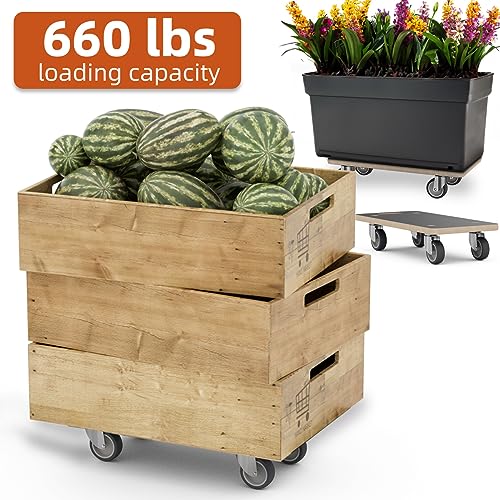 DrTakepeak Wood Platform Dolly 4 Wheels Heavy Duty Furniture Mover Dolly 550 Lbs Capacity (2 Packs) Christmas Edition Color Family Trolley Specification - Image 2