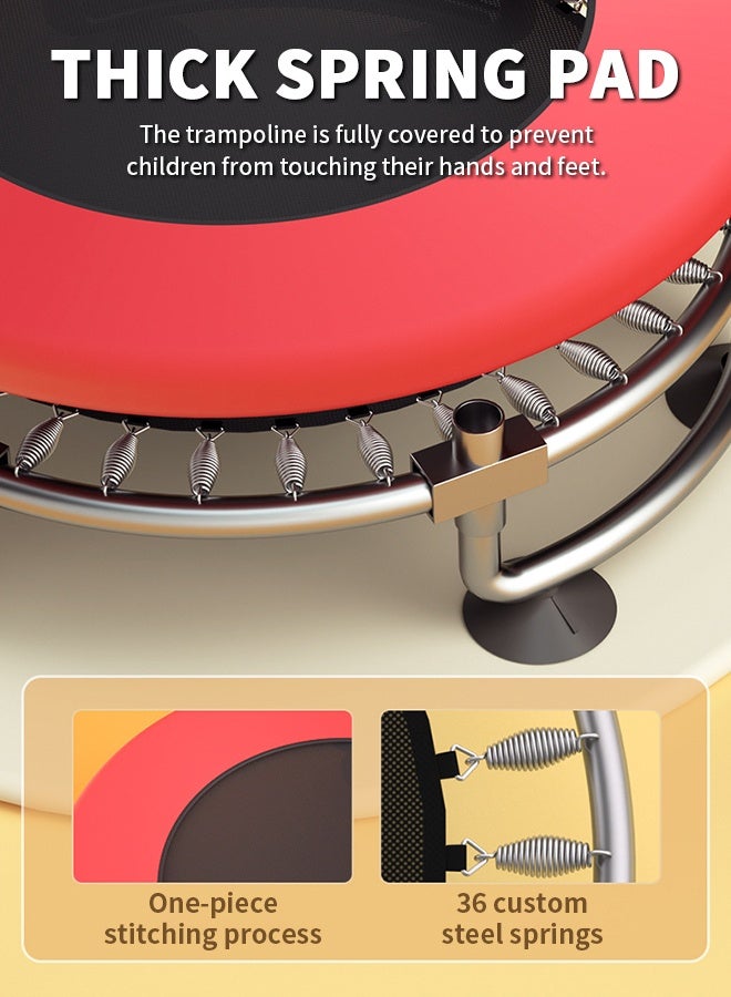 Large Trampoline for kids,Adjustable Family Bouncer, Toddler Trampoline with Horizontal Bar and Basketball Hoop,Indoor Outdoor Use Gifts for Boys and Girls 140X140cm  - Image 4