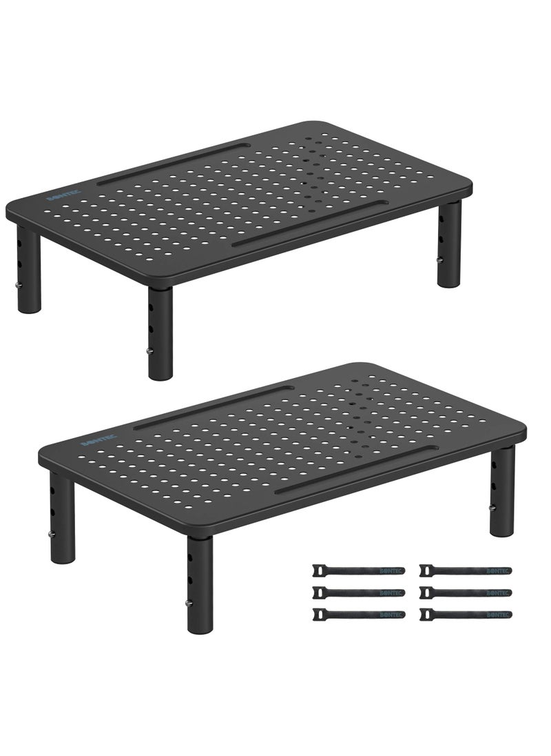 BONTEC BONTEC 2 Pack 3 Height Adjustable Monitor Stand Riser with Pen Holder Ergonomic Metal Laptop Stand with Cable Management Desktop Stand for Computer Printer Monitor Laptop Black Steel 145 in 