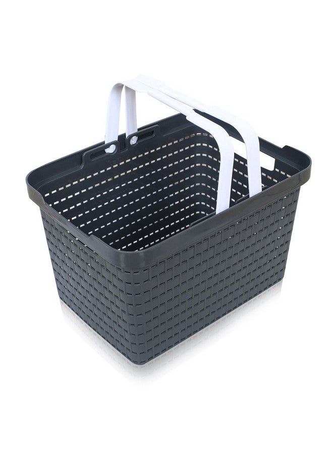 Kuber Industries Plastic Storage Basket for Fruits, Picnic, Kitchen | Stationery Storage Basket | FLORA-222 | Gray - Image 1