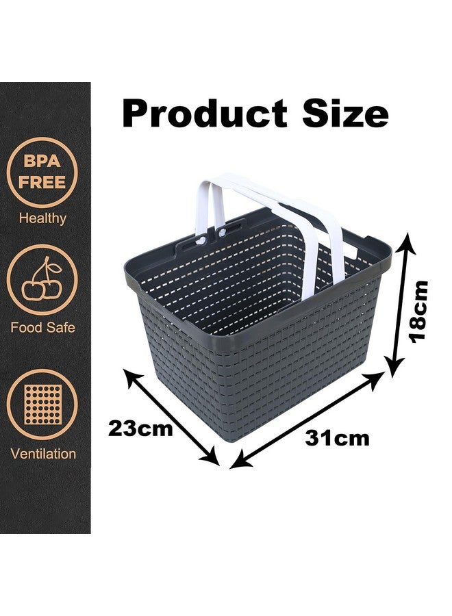 Kuber Industries Plastic Storage Basket for Fruits, Picnic, Kitchen | Stationery Storage Basket | FLORA-222 | Gray - Image 3