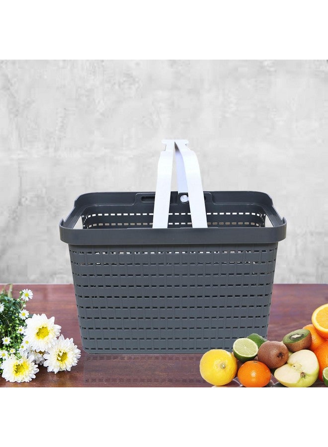 Kuber Industries Plastic Storage Basket for Fruits, Picnic, Kitchen | Stationery Storage Basket | FLORA-222 | Gray - Image 4