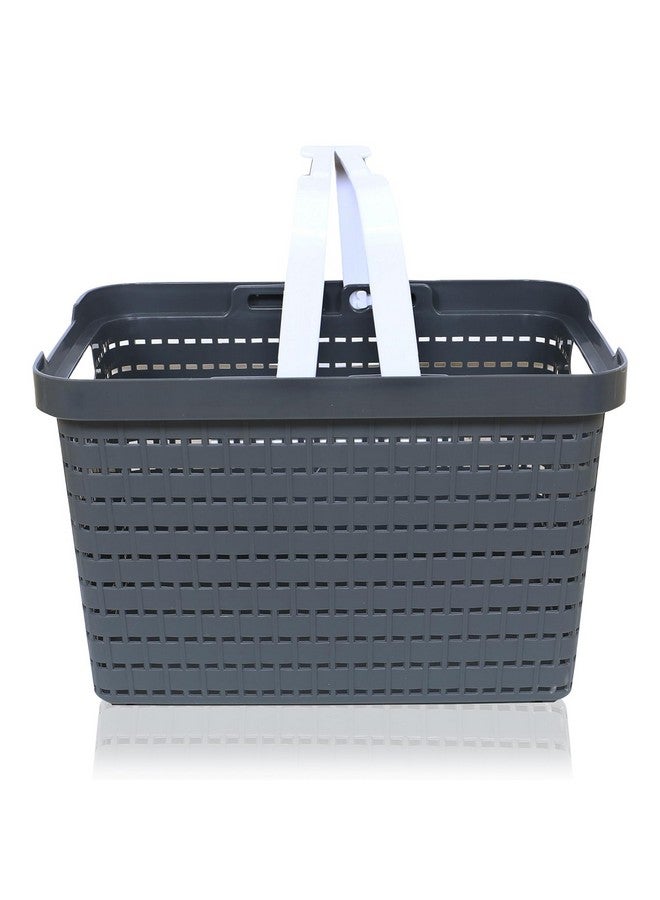 Kuber Industries Plastic Storage Basket for Fruits, Picnic, Kitchen | Stationery Storage Basket | FLORA-222 | Gray - Image 2