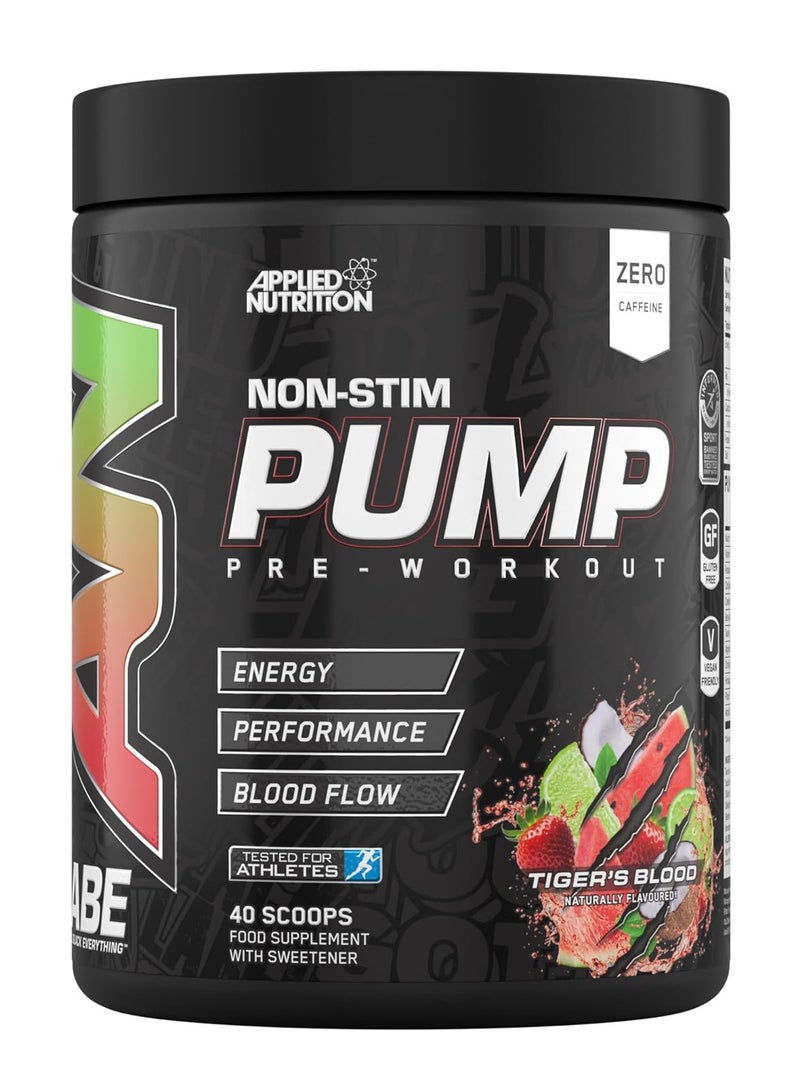 Applied Nutrition Pump Pre Workout Stim Free Food Supplement Tigers Flavor 500 Gm 40 Scoops - Image 1