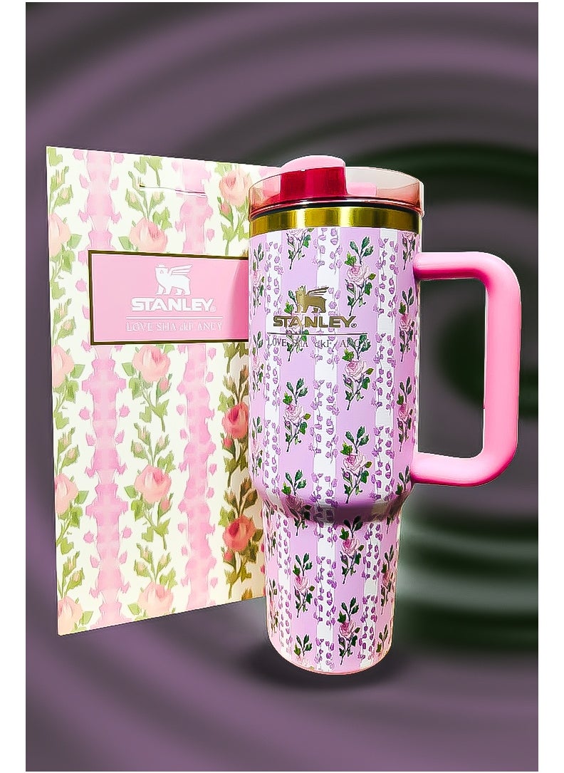 Stanley 40oz Tumbler Stainless Steel Insulated Travel Mug with Reusable Straw BPA Free Eco Friendly and Dishwasher Safe Featuring Leakproof FlowState Lid and Double Wall Vacuum Insulation Keeps Beverages Hot for 16 Hours and Cold for 24 Hours Slim Base Fits Car Cup Holders Ergonomic Handle for Easy Carrying at Home Work Travel or Outdoors