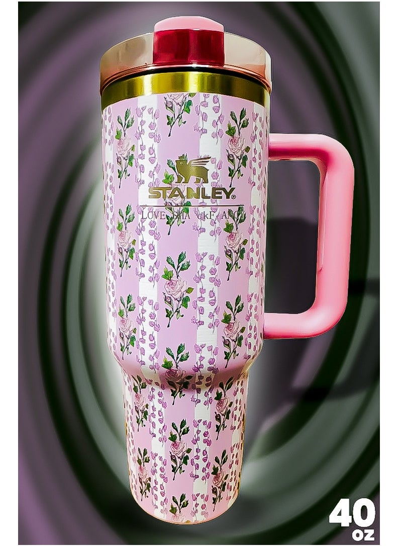 Stanley 40oz Tumbler Stainless Steel Insulated Travel Mug with Reusable Straw BPA Free Eco Friendly and Dishwasher Safe Featuring Leakproof FlowState Lid and Double Wall Vacuum Insulation Keeps Beverages Hot for 16 Hours and Cold for 24 Hours Slim Base Fits Car Cup Holders Ergonomic Handle for Easy Carrying at Home Work Travel or Outdoors