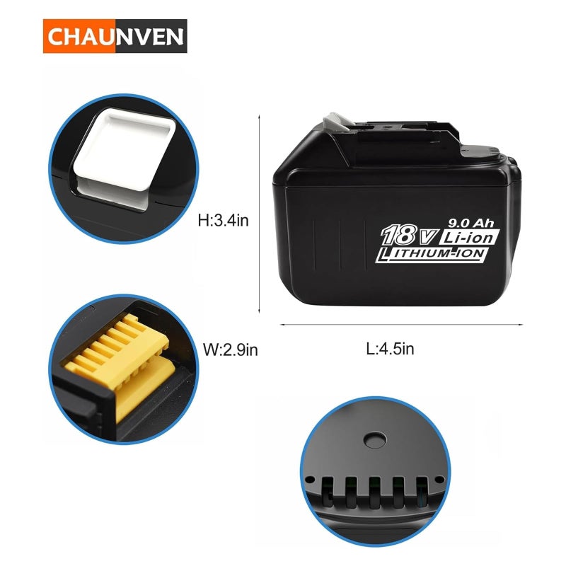 Chaunven 9.0Ah Battery Replacement For Makita 18V Battery Compatible With 18 Volt Bl1890B Bl1860B Bl1850B Bl1840B Bl1830B Bl1815 Battery - Image 4