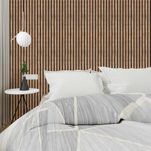Yun-aeon Natural Wood Peel and Stick Wallpaper Wood Slats - 17.3"x 120" Tan Self-Adhesive Waterproof Vinyl Removable Wall Paper for Wall Decor Bedroom - Image 5