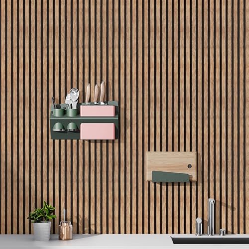 Yun-aeon Natural Wood Peel and Stick Wallpaper Wood Slats - 17.3"x 120" Tan Self-Adhesive Waterproof Vinyl Removable Wall Paper for Wall Decor Bedroom - Image 4