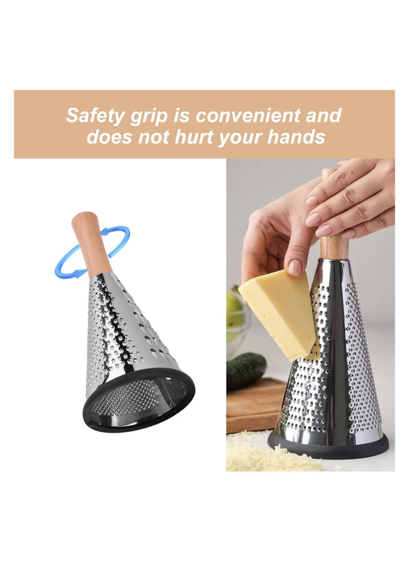 AMM - Cone Cheese Grater, Box Grater for Cheese Stainless steel Vegetable Slicer 3-sided - Image 1